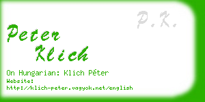 peter klich business card